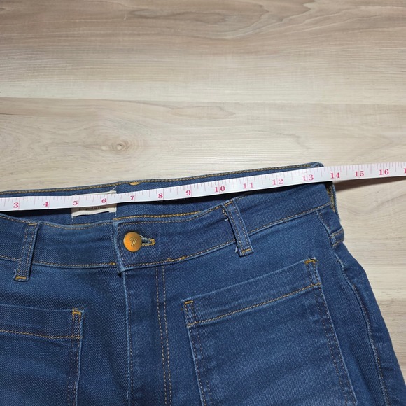 Pilcro Flare Jeans Womens 25 Blue Patch Pocket Stretch Denim Anthropologie - Picture 12 of 13